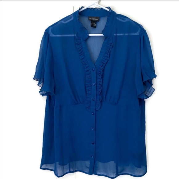 Lane Bryant Tops - Lane Bryant Womens Blouse Size 18/20 Teal Ruffles